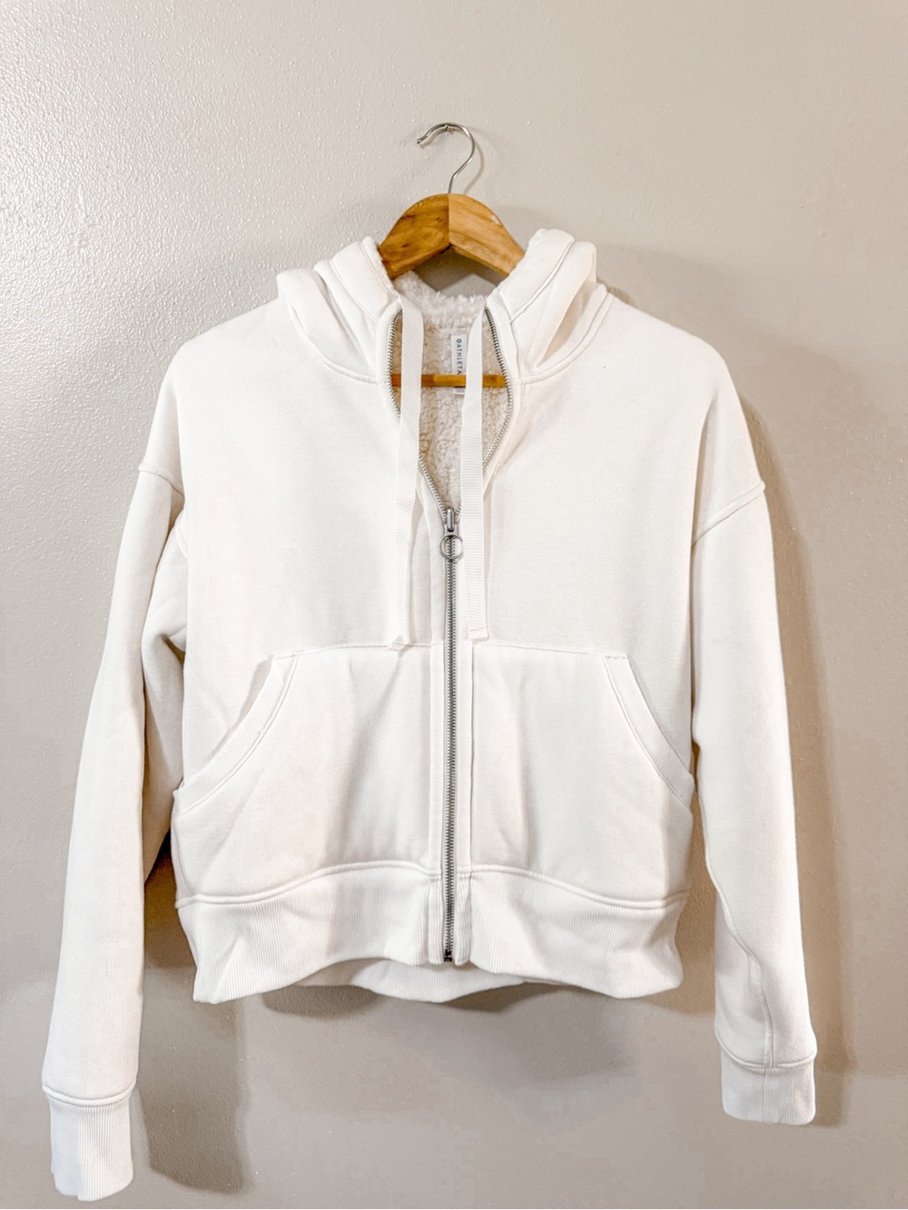 Athleta | Reversible Sherpa Full Zip Cream Sweatshirt, small